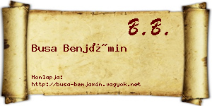 Busa Benjámin névjegykártya