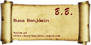 Busa Benjámin névjegykártya